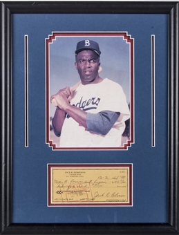1965 Jackie Robinson Signed Freedom National Bank Check with Framed Photo Display (JSA)